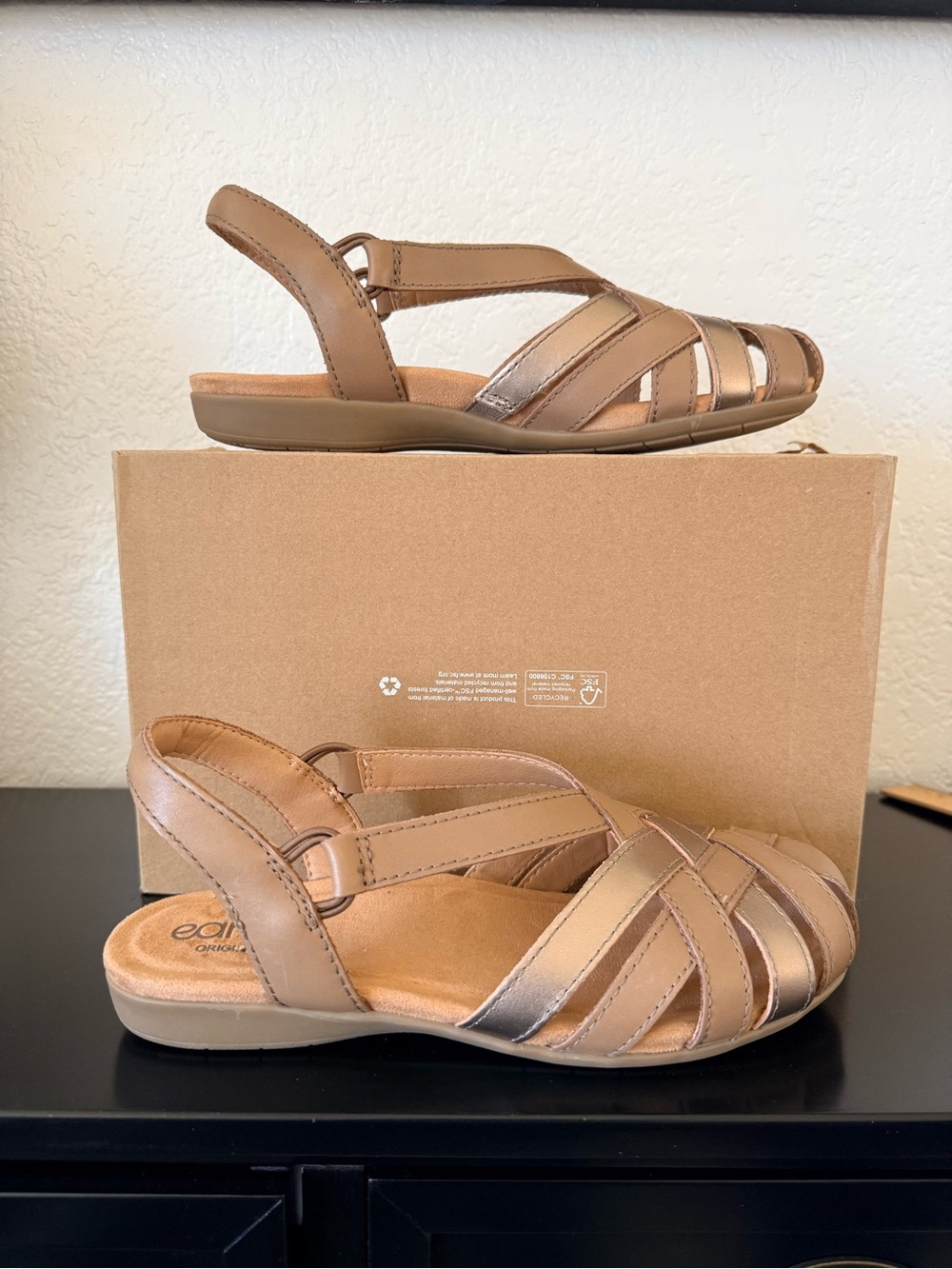 Earth Origins Women's Tan Strappy Slingback Sandals